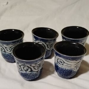 Hand Turned Talevera Ceramic Cups Set of 5